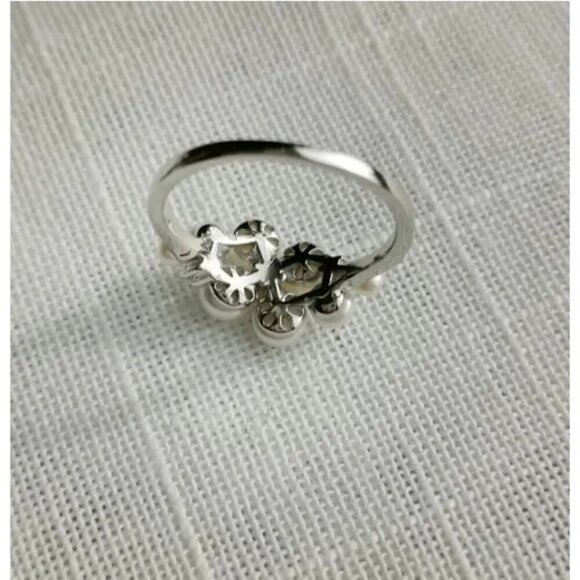 NEW Sterling silver cultured white pearl cz ring size 8 - Picture 6 of 7